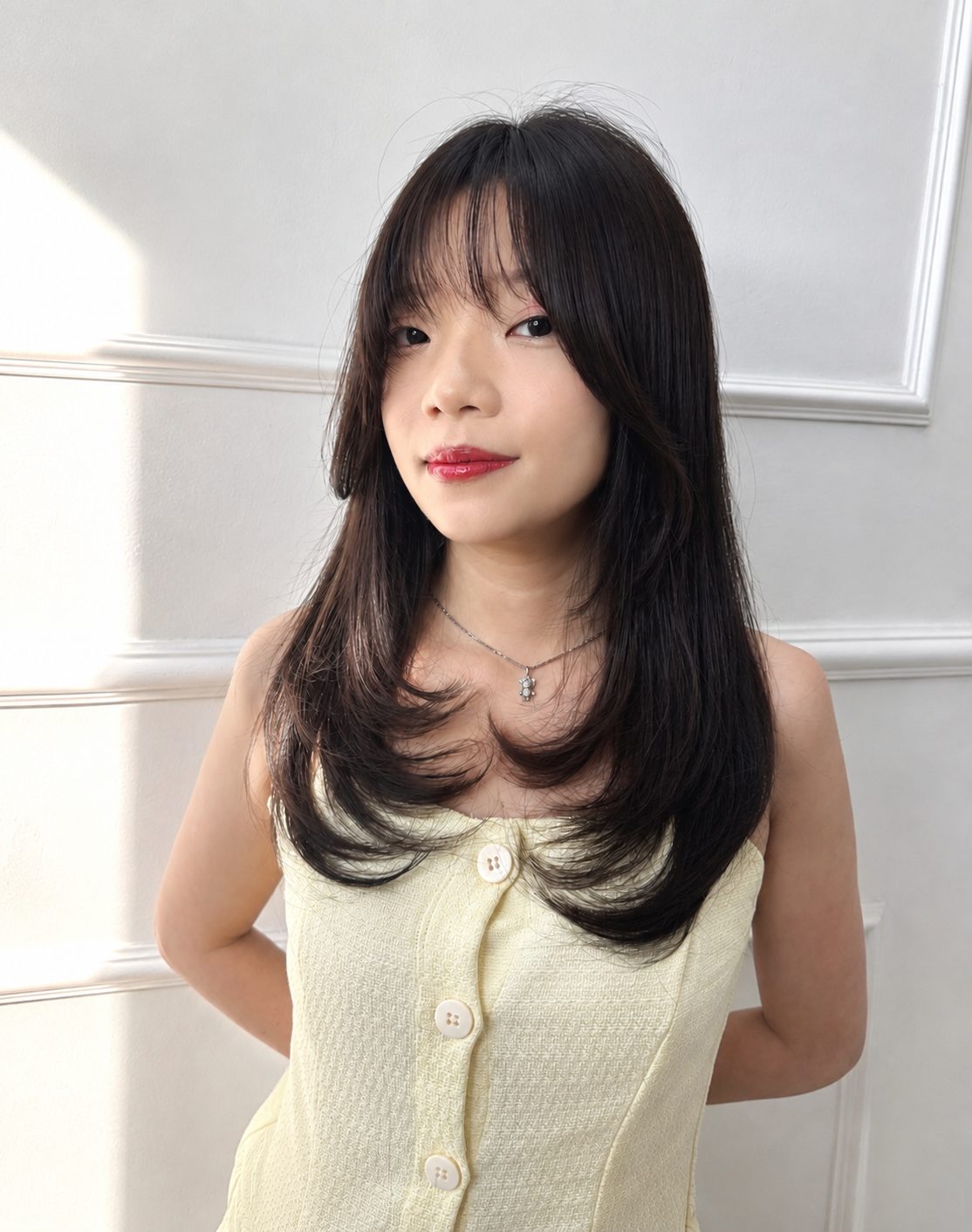 Long Layer Cut × Natural Brown Hair Color